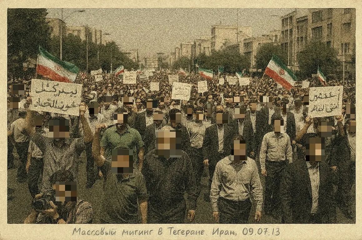 Массовый митинг в Тегеране, 09.07.2013. Площадь Азади. Горящие флаги, дым, поднятые кулаки. Ярость, которую некуда деть